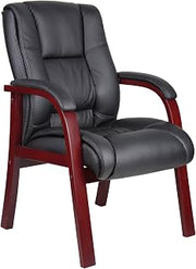 Boss Office Products Mid Back Wood Finished Guest Chair, Mahogany (B8999-M)