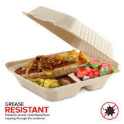Stock Your Home 9 x 6 Clamshell, 1 Part (50 Count) / Natural / 9.0 inches Clamshell Take Out Containers
