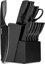 Knife Set with Built-in Sharpener Block, Dishwasher Safe