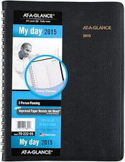 AT-A-GLANCE 2-Person Daily Appointment Book, Wirebound, 8 x 10.88 Inch Page Size, Black (70-222-05)