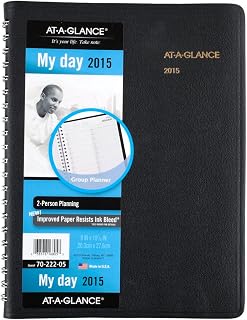 AT-A-GLANCE 2-Person Daily Appointment Book, Wirebound, 8 x 10.88 Inch Page Size, Black (70-222-05)