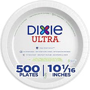 Dixie Ultra 10 1/16 Inch Heavy-Weight Paper Plates, White, 500 Count, Bulk Case, 4 Packs/125 Count Per Pack, SXP10W