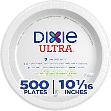 Dixie Ultra 10 1/16 Inch Heavy-Weight Paper Plates, White, 500 Count, Bulk Case, 4 Packs/125 Count Per Pack, SXP10W