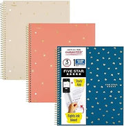 Five Star Style Spiral Notebooks + Study App, 3 Pack, 1 Subject, College Ruled Paper, 11" x 8-1/2", 100 Sheets, 1 Count (820000F)