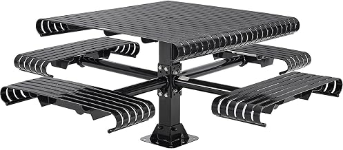 46" Square Steel Slat Picnic Table by Global Industrial – Alloy Steel, Black, Model 271673