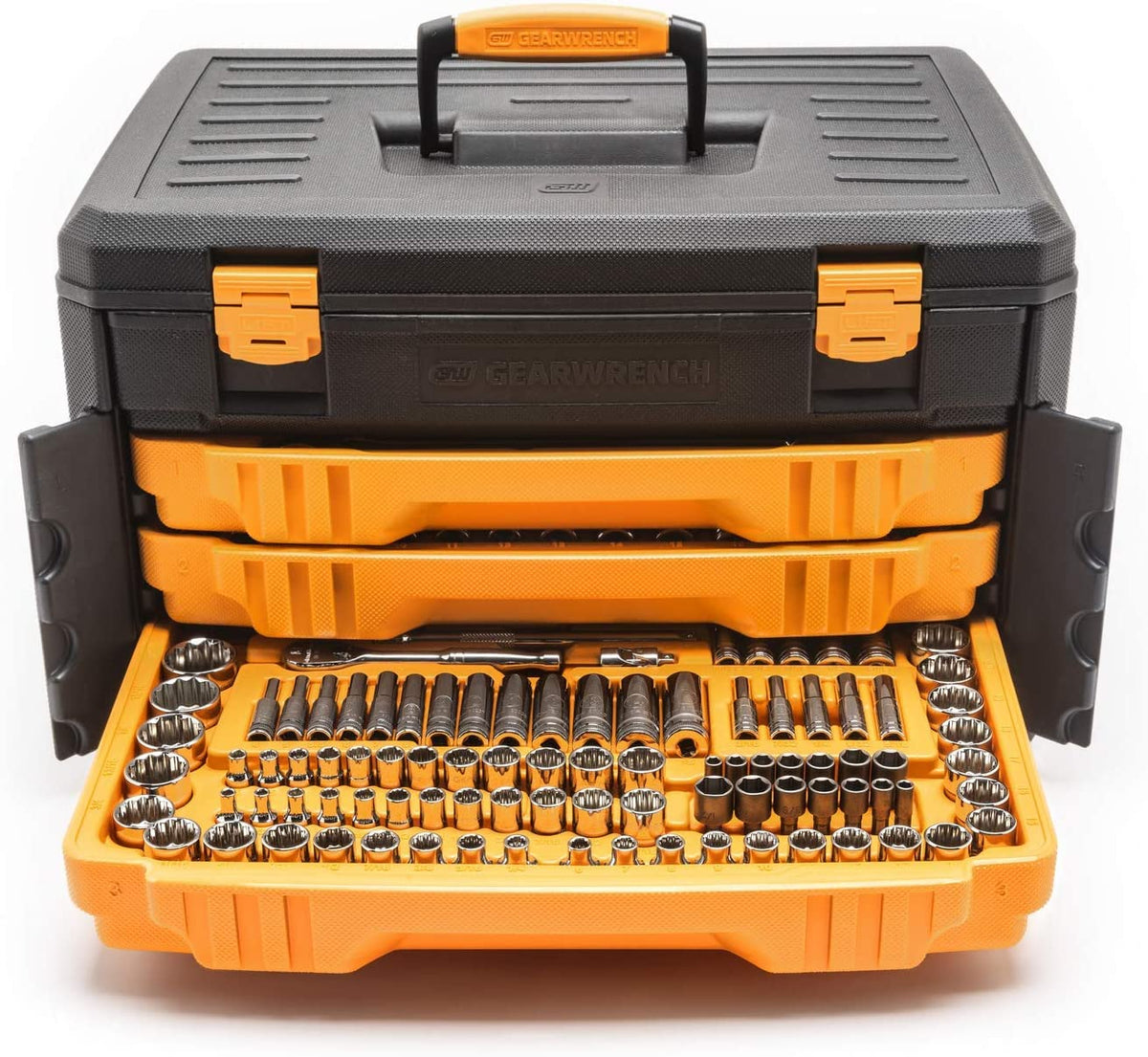 243 Pc 12Pt Mechanics Tool Set in 3 Drawer Storage Box by GEARWRENCH – 12 point, Blend, Multi, Model 80972