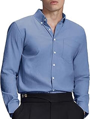 Men's Oxford Shirts Long Sleeve Dress Shirts for Men Button Down Shirt Cotton Wrinkle Free Shirts with Pocket