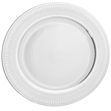 Iriana 12" Charger/Buffet Plate by 10 Strawberry Street – 12x-x1, Porcelain, White/Silver, Model IRIANA-24SLV