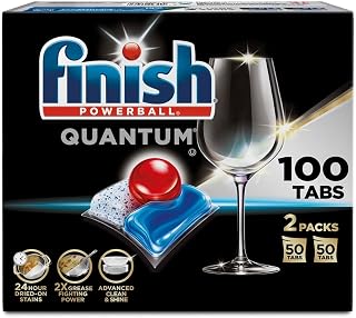 Finish Quantum with Activblu Technology - 100 Tabs - Dishwasher Detergent - Powerball - Ultimate Clean and Shine - Dishwashing Tablets
