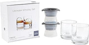Schott Zwiesel Ultimate Whiskey with 2 Double Old Fashioned Bar/Cocktail Glasses Paired with 2 Large Sphere Ice Molds, Clear