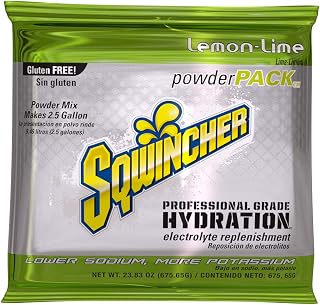Sqwincher Electrolyte Powder, Lemon-Lime Mix, 23.83 oz Packet, 32 Pack | Replenishes electrolytes with fast hydration; low sodium; just add water; each packet makes 2.5 gallons for easy hydration