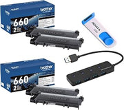 Brother TN6602PK Black Toner Cartridge Bundle with USB Hub and 32GB Drive