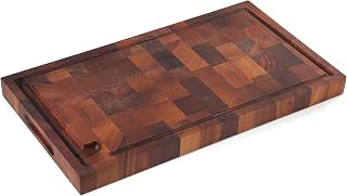 Zassenhaus Walnut End Grain Chopping Block Cutting Board With Juice Groove & Integrated Handles 21" x 12" x 1.6" - Wood Cutting Board