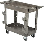 Global Industrial Plastic 2 Shelf Service Cart with Ladder Holder and Utility Hooks, 38" L x 17-1/2"W x 32-1/2"H