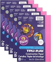 Tru-Ray Construction Paper, Dark Pink, 9" x 12", 50 Sheets Per Pack, 5 Packs