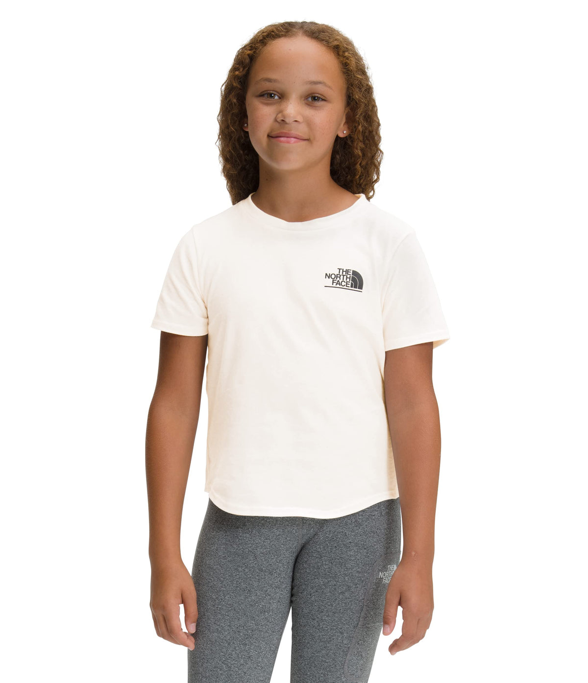 Girls’ Short Sleeve Graphic Tee by The North Face – Cotton, White, Model NF0A5J46Q4C-XS