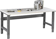 Tennsco WBA-1-3060P-MGY Adjustable Leg Workbench, Plastic Top, 60" Width, 30" Length, 27 4"-35 2" Height, 800 lbs. Load Capacity, Medium Grey