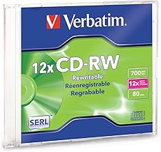Verbatim CD RW, 4X 12X High Speed, 80 Minutes, 700MB, Branded, Slim Case, 1/Pack (VER95161) Category: CD Media