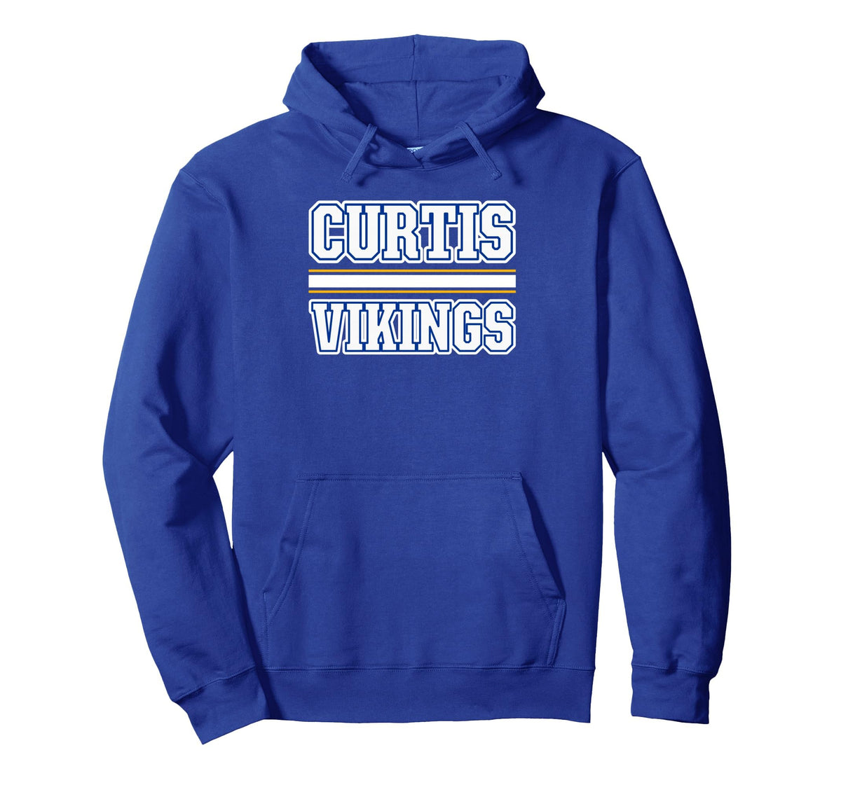 Curtis Vikings Horizontal Stripes Pullover Hoodie by Curtis Vikings Official High School Gear – Royal Blue