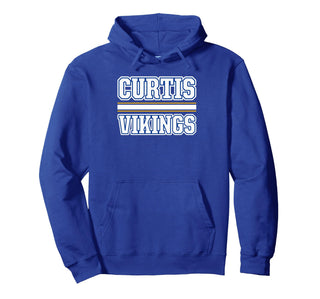 Curtis Vikings Horizontal Stripes Pullover Hoodie by Curtis Vikings Official High School Gear – Royal Blue