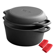 Edging Casting Cast Iron Dutch Oven with Skillet Lid, Pre-Seasoned, 5 Qt, Black