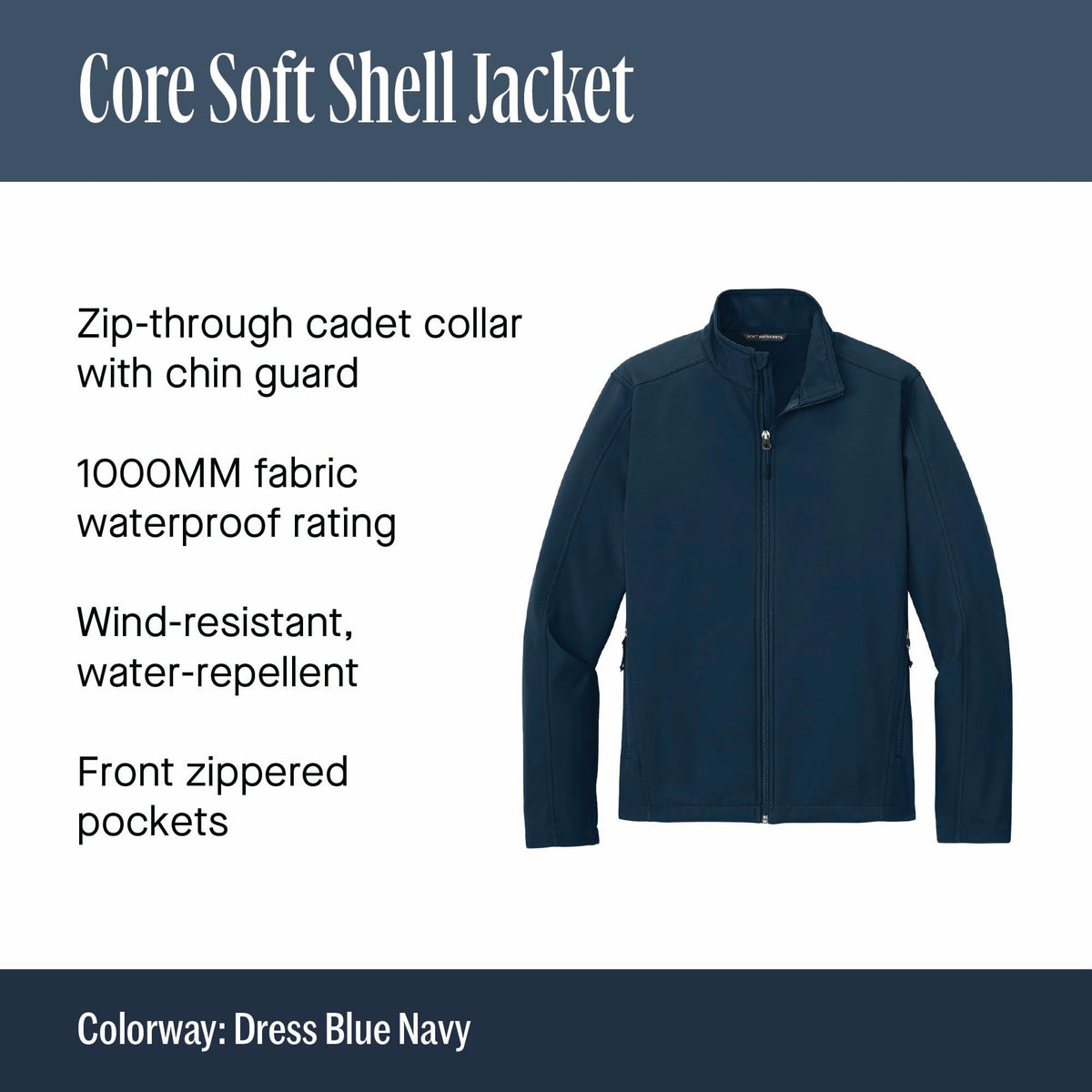 Core Soft Shell Jacket by Port Authority – Large, Polyester, Black, Model SNM-752434
