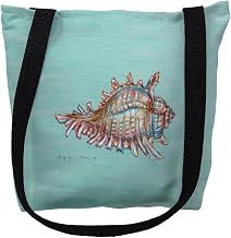 Betsy Drake TY094CM 16 x 16 in. Conch on Aqua Tote Bag - Medium