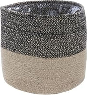 Natural Black Jute Basket - 12 1/4"Dia x 10 3/4"H