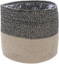 Natural Black Jute Basket - 12 1/4"Dia x 10 3/4"H