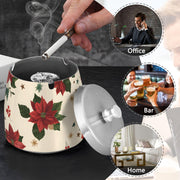 Poinsettias Holly Leaf Splash Ashtray with Lid by ALAZA – Stainless Steel, C4885, Model g541054487p1082c1149s2657