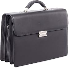 Swiss Mobility Milestone Briefcase, Fits Devices Up to 15.6", Leather, 5 x 5 x 12, Black