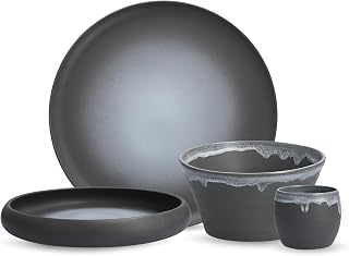 Cloud Terre by Fortessa Collection No 1 Stoneware 16 Piece Dinnerware Set, Service for 4, Charcoal