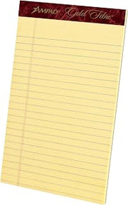 Ampad 20004 Gold Fibre Writing Pads, College/Medium, 5 x 8, Canary, 50 Sheets (Case of 12 Pads)