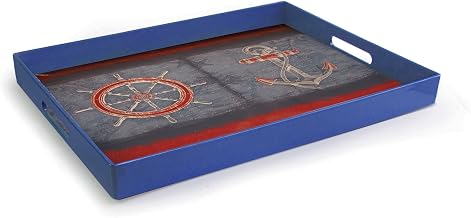 American Atelier Sailor Rectangle Serving Tray with Handles, Blue