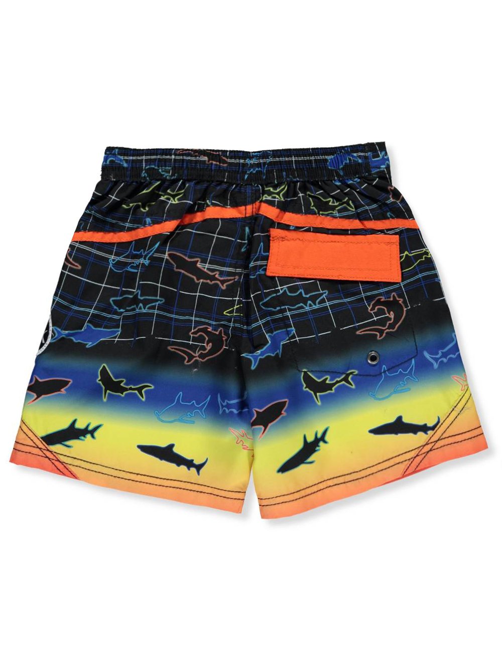 Little Boy's Microtwill Swim Trunks Swim Shorts Swimwear by Skechers – 4, Polyester, Rainbow Sharks, Model SK18E521-ML2-4