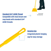 48" Fiberglass Replacement Handle with 3/4" Acme Thread Tip by SPARTA – 48 inches (Pack of 1), Polypropylene (PPY), Yellow, Model 41225EC04