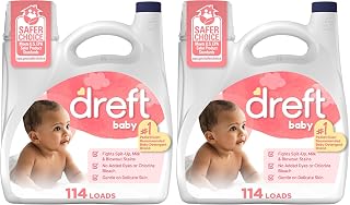 Dreft Baby Liquid Laundry Detergent, Gentle on Sensitive Skin Laundry Soap, 150 fl oz, 114 Loads (Packaging May Vary) (Pack of 2)