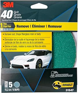 3M Green Corps Sanding Disc with Stikit Attachment, 31547, 40 grit, 6 in, 5 Discs Per Pack