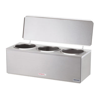Products 3-Space Heated Cone Dip Warmer Dipper Well for Ice Cream Cone with Hinged Lid by Server – 2.8 liters, Stainless Steel, Model 92040