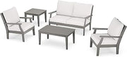 Polywood Braxton 5-Piece Deep Seating Set in Slate Grey/Natural Linen