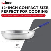 12" Aluminium Fry Pan with Cool Touch Handle by Winco – 12 Inch, 12.0 inches, Aluminum, Model AFP-12A-H