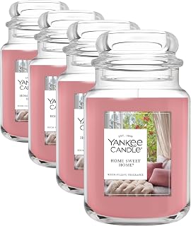 Yankee Candle Home Sweet Home Scented Candle, 22oz Large Jar, Up to 150 Hour Burn Time, Giftable (Pack of 4)