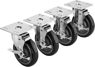 Krowne BC-134 Casters, 3" with Brakes, (Set of 4), Plate, Raises Unit 4"​​‌‌​​‍​​‌‌‌‌‍​​‌​‌‌‍​​​‌‌‌‍​​‌‌​​‍​​‌​‌‌‍​​‌‌‌‌​‍​​​‌‌‌‍​​‌‌‌​​‍​​​‌‌​