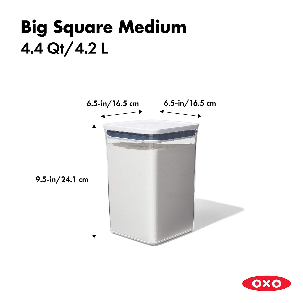 Good Grips 6 Piece(3 Containers & 3 Scoops) Large Canister Set with Scoops by OXO – 4.4 quarts, Plastic, White