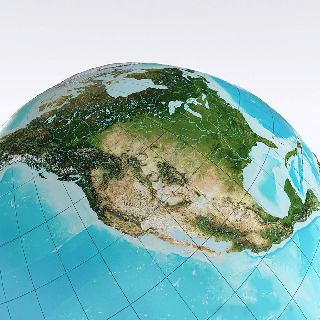Raised Relief Globe of The Earth 54 Inch Diameter by NA – Metal, Model EARTH-135-S-R-C-N