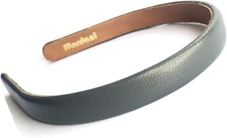Wardani, 1.5 CM wide lambskin leather headband, handmade in USA comfortable all day hold (Gray)