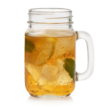 County Fair Set of 12 Mason Drinking Jars with Handle by Libbey – 12 Count (Pack of 1), 16.5 fluid_ounces, Glass, Clear, Pack of 12