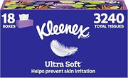 Kleenex Ultra Soft Facial Tissues, 18 Flat Boxes, 180 Tissues per Box