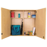 4-Compartment Wall Cabinet 37" Wide (Fully Assembled by Tot Mate – 3/4" Thick Industrial Grade Wood Composite Core With Laminate Surfacing, Maple/Maple, Model TMW301