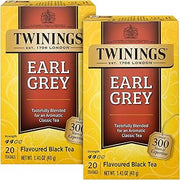 Twinings Earl Grey Tea 2-Pack – A Bright and Zesty Black Tea Infused with Citrus Bergamot Flavours, Caffeinated Tea Bags, Individually Wrapped, 20 Count Each